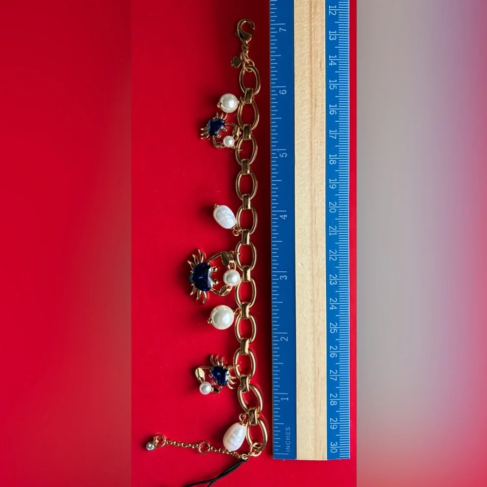 kate spade Gold-Tone Bracelet with Blue Crystal and Pearl Charms - Picture 2 of 13